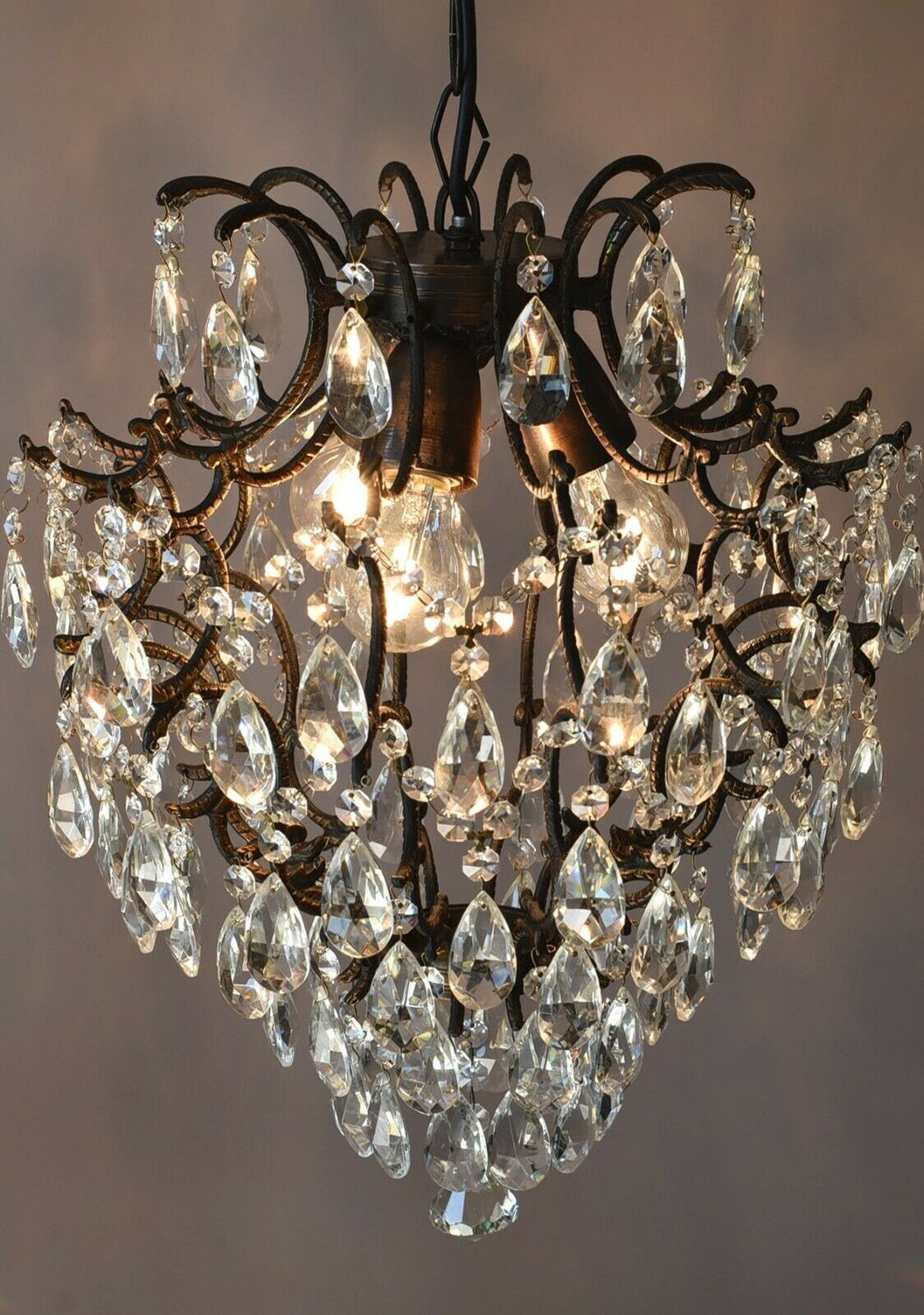Cage Antique Style Vintage Crystal Chandelier, Bar Lighting Light Pendant Lamp