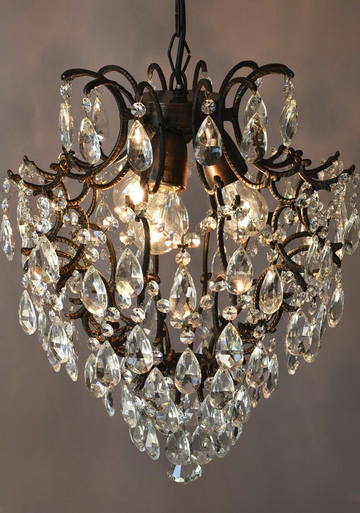 Cage Antique Style Vintage Crystal Chandelier, Bar Lighting Light Pendant Lamp
