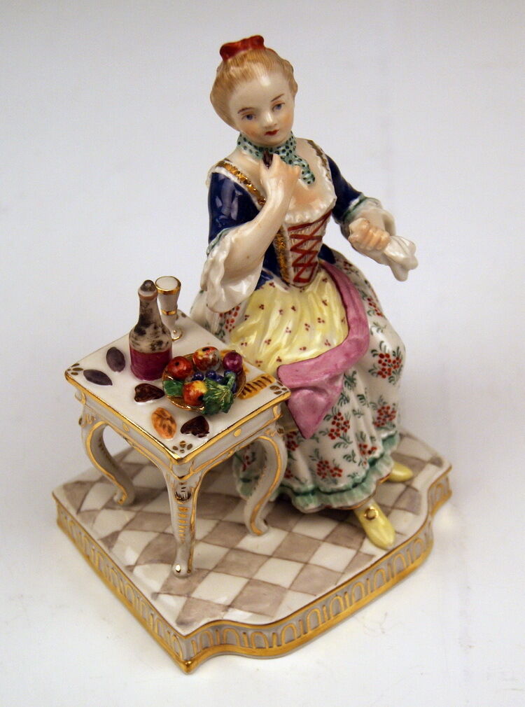 邁森 MEISSEN マイセン FIGUR FÜNF SINNE DER GESCHMACK DAME AM TISCH THE TASTE MNR: E2