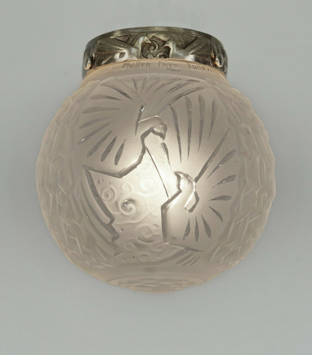 ミューラー兄弟 フレンチ・アールデコ調フラッシュマウント(クジャク)  ペア 1930年