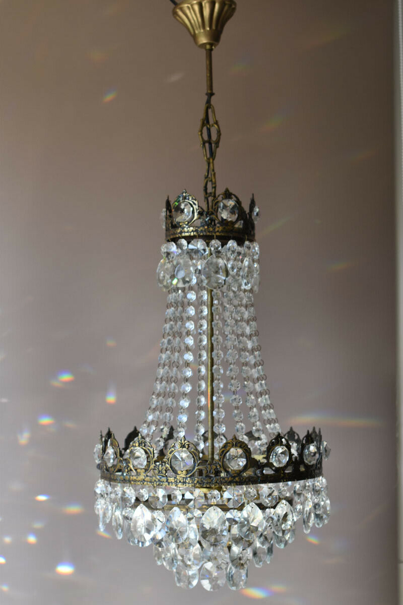 Big Sale,Vintage Crystal Chandelier, Antique French Style mid century Lighting