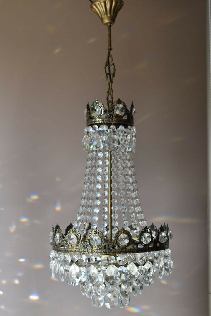 Big Sale,Vintage Crystal Chandelier, Antique French Style mid century Lighting