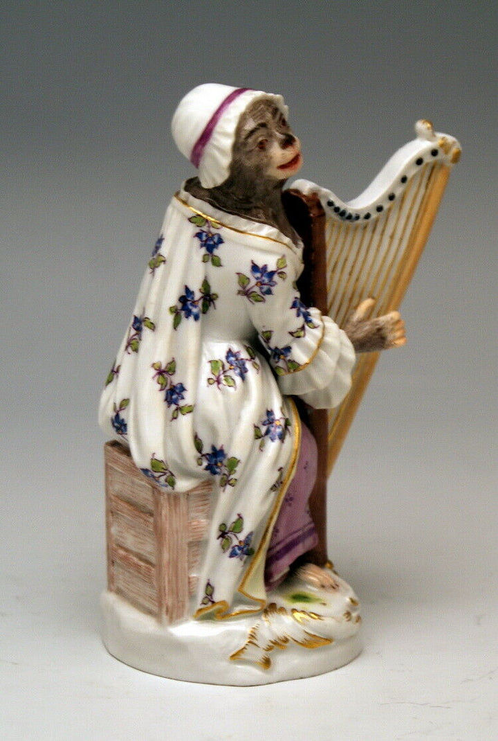 邁森 MEISSEN マイセン FIGUR AFFENKAPELLE HARFENISTIN MONKEY ORCHESTRA NR: 20 UM 1860