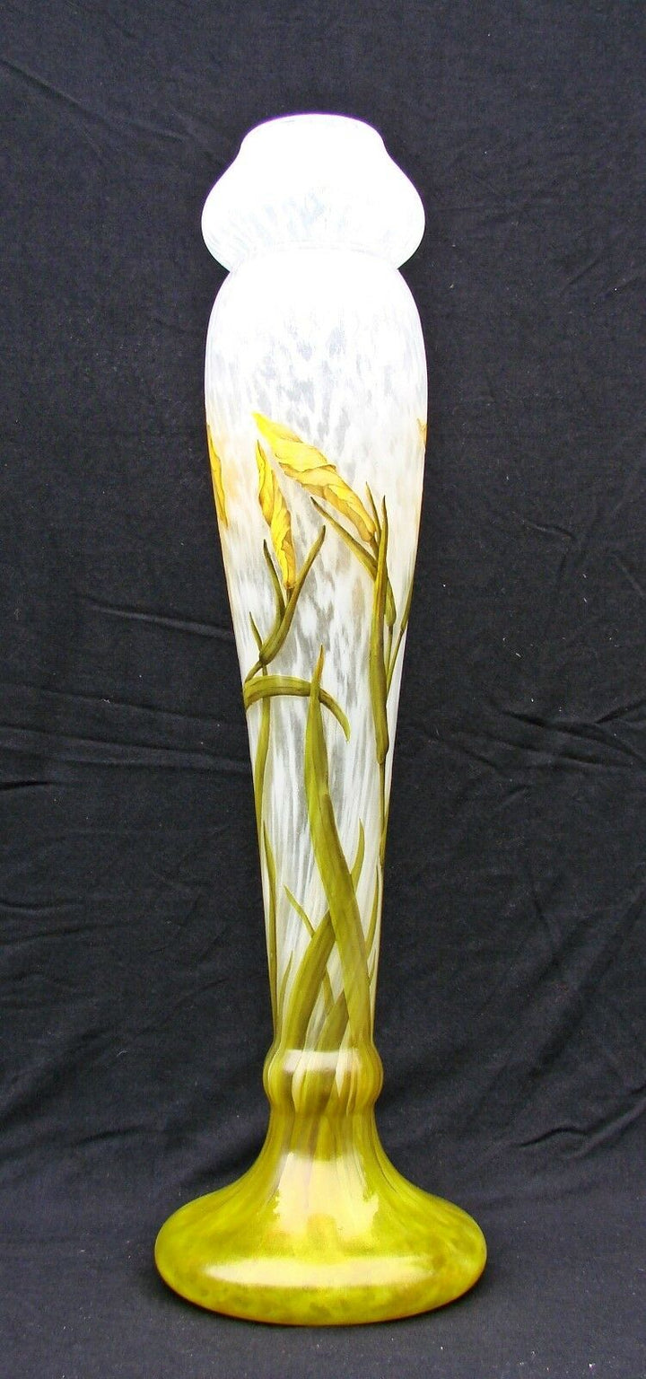 FRENCH ART NOUVEAU DAUM NANCY IRIS CAMEO VASE 56cm
