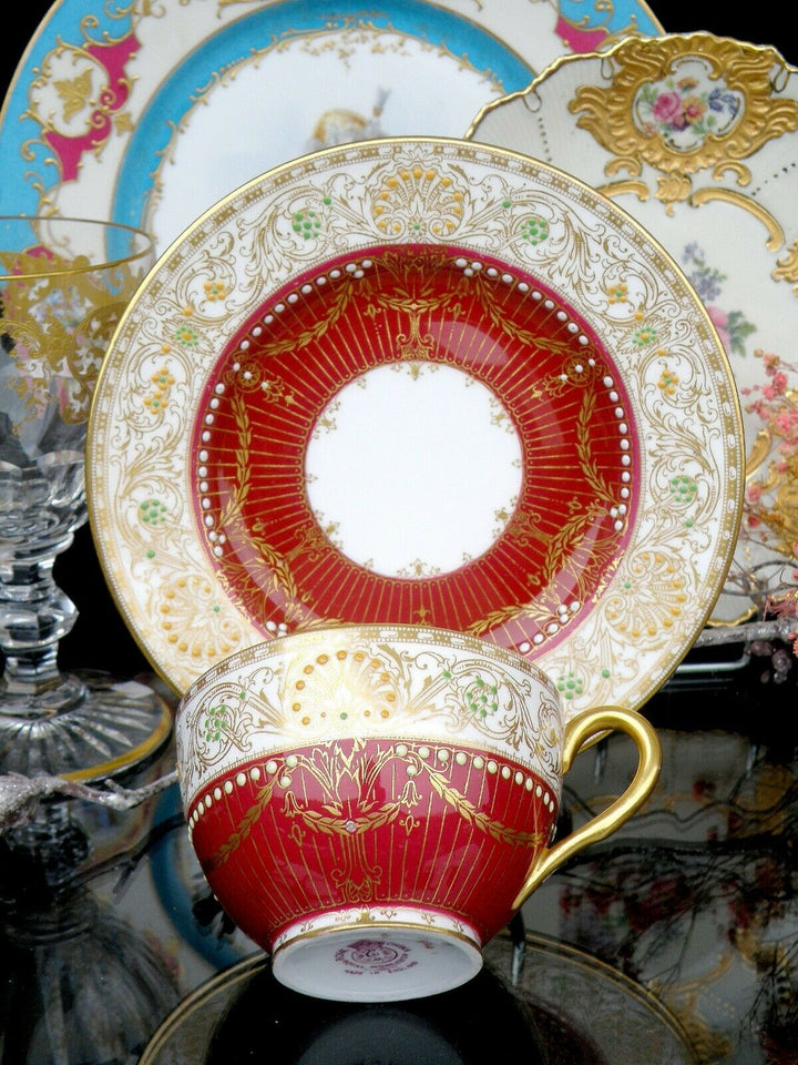 ロイヤルウースター　アンティーク　ティーカップ&ソーサー　ゴールドエナメルジュール