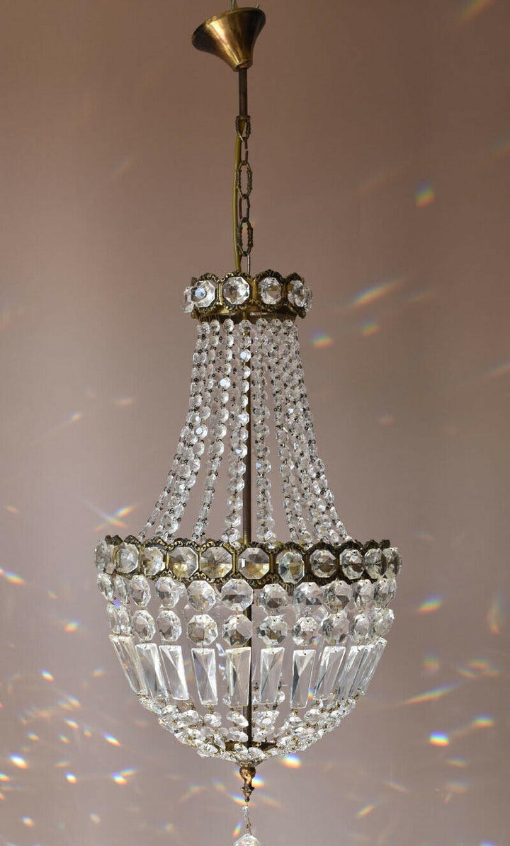 Purse Vintage Crystal Chandelier, Antique Lighting Empire Lamp Hollywood Light