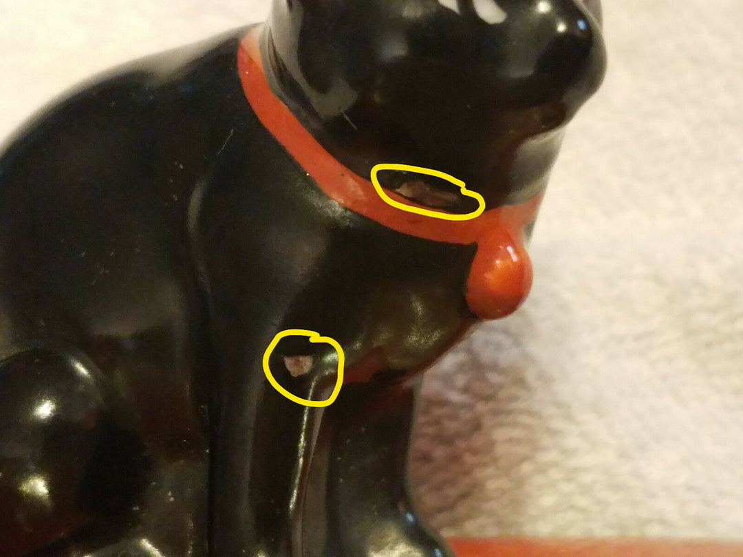 Antique NORITAKE Black Cat Ashtray Made in Japan Handpainted Collectible