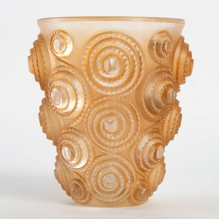 Vase Spirales Verre Patine Sépia René Lalique R.Lalique Sepia Stained Glass