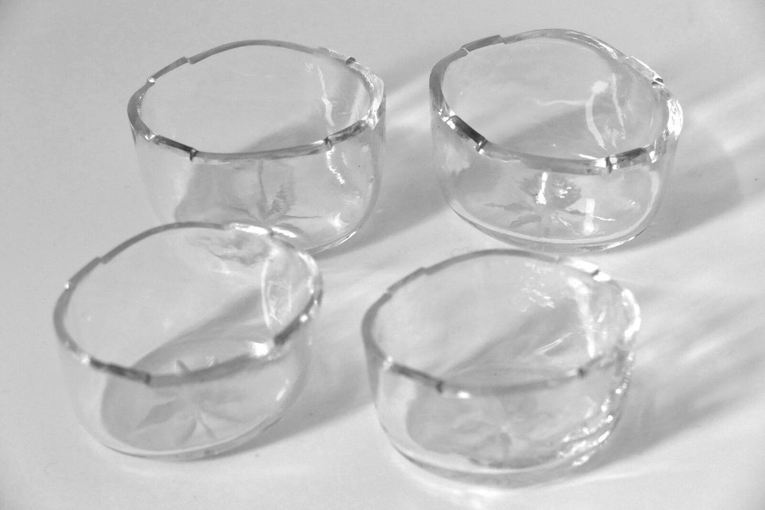 Collet French Sterling Silver 18k Gold Set 4 Salt Cellars, Spoons, Original box