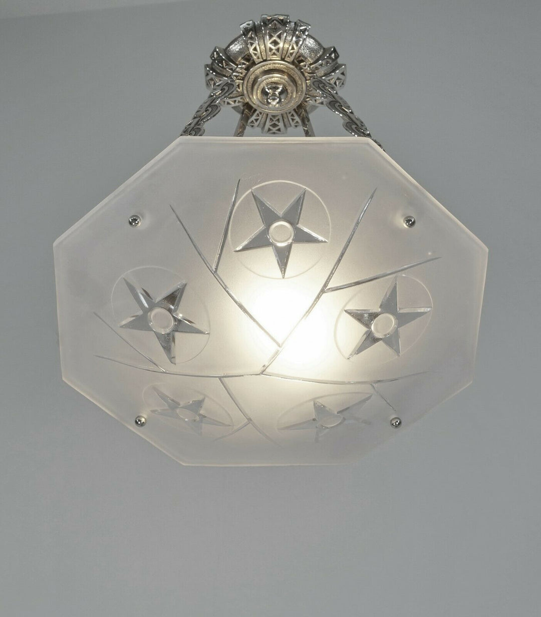 DEGUE : LARGE FRENCH 1930 ART DECO PENDANT CHANDELIER ... lustre lamp muller era