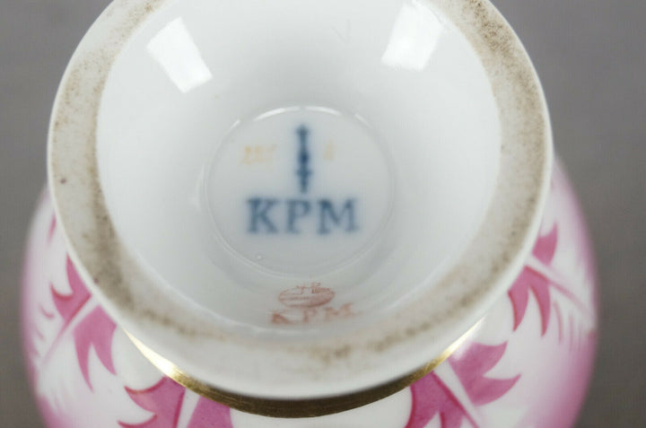 KPM Berlin Hand Painted Pink Leaves & Gold Empire Form Cup Circa 1837-1844