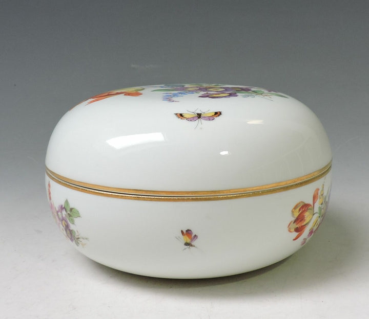 MEISSEN Highlight riesige Dose 16 cm -Insekten & Blumenmalerei -1. Wahl -RARITÄT