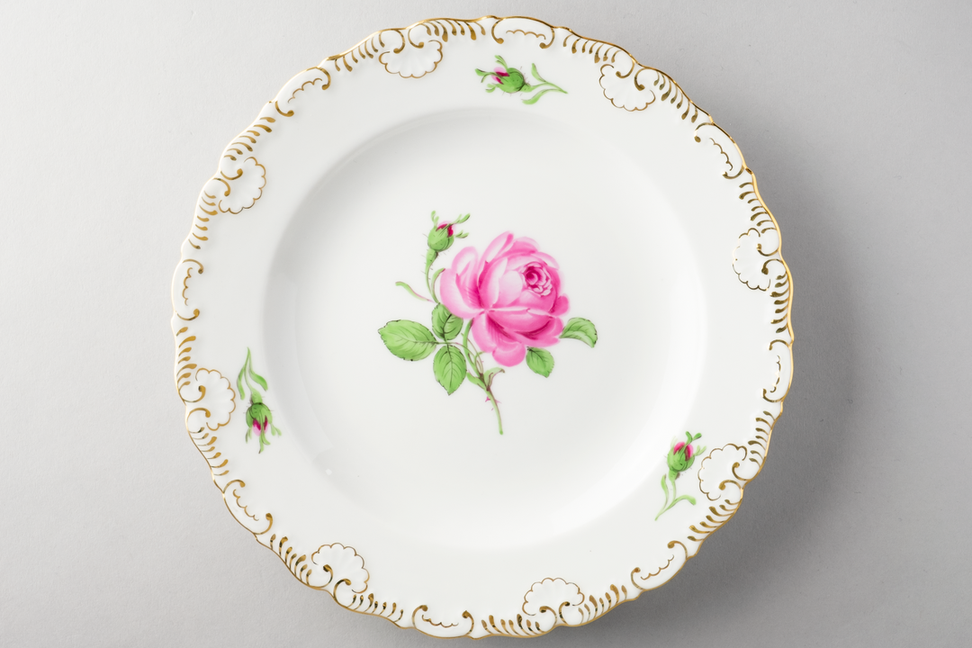 マイセン(Meissen)　カップ・ソーサー・プレート　ピンクローズ　1級品