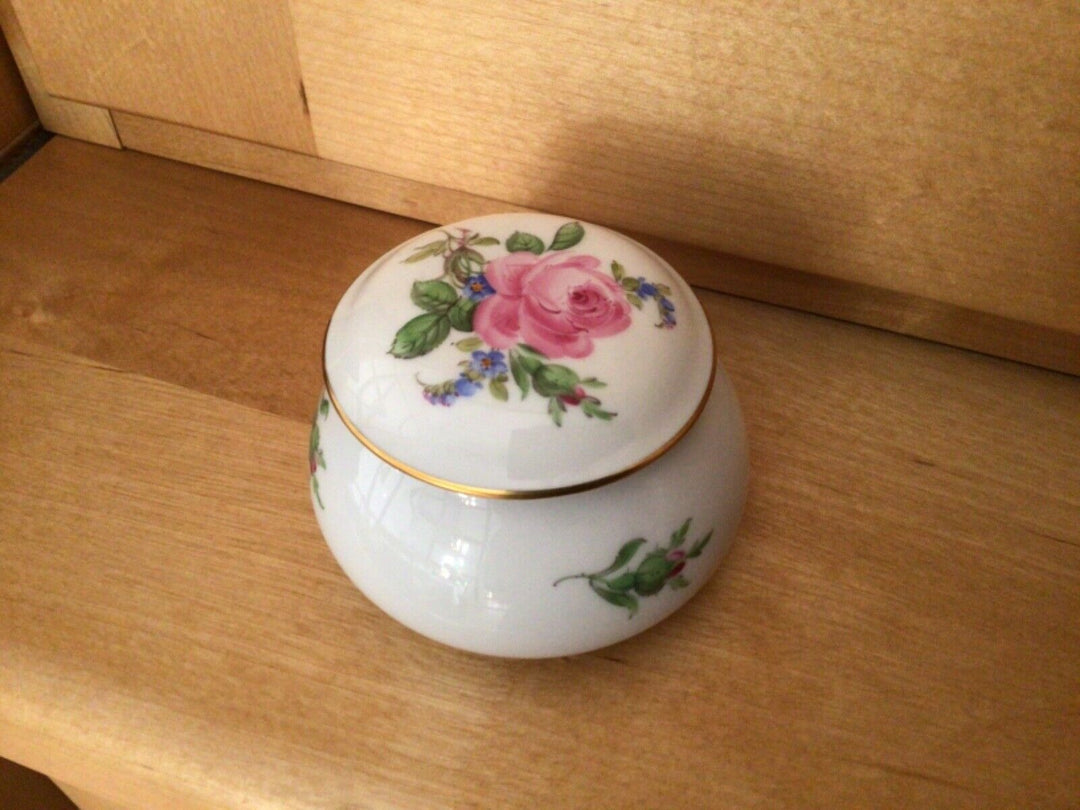 マイセン(Meissen)　小物入れ　ピンクローズ・勿忘草　1級品