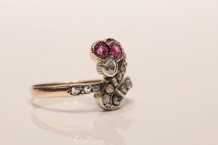 アンティーク オリジナル アールヌーヴォー 18K ナチュラルローズカット　ダイヤモンドのリング