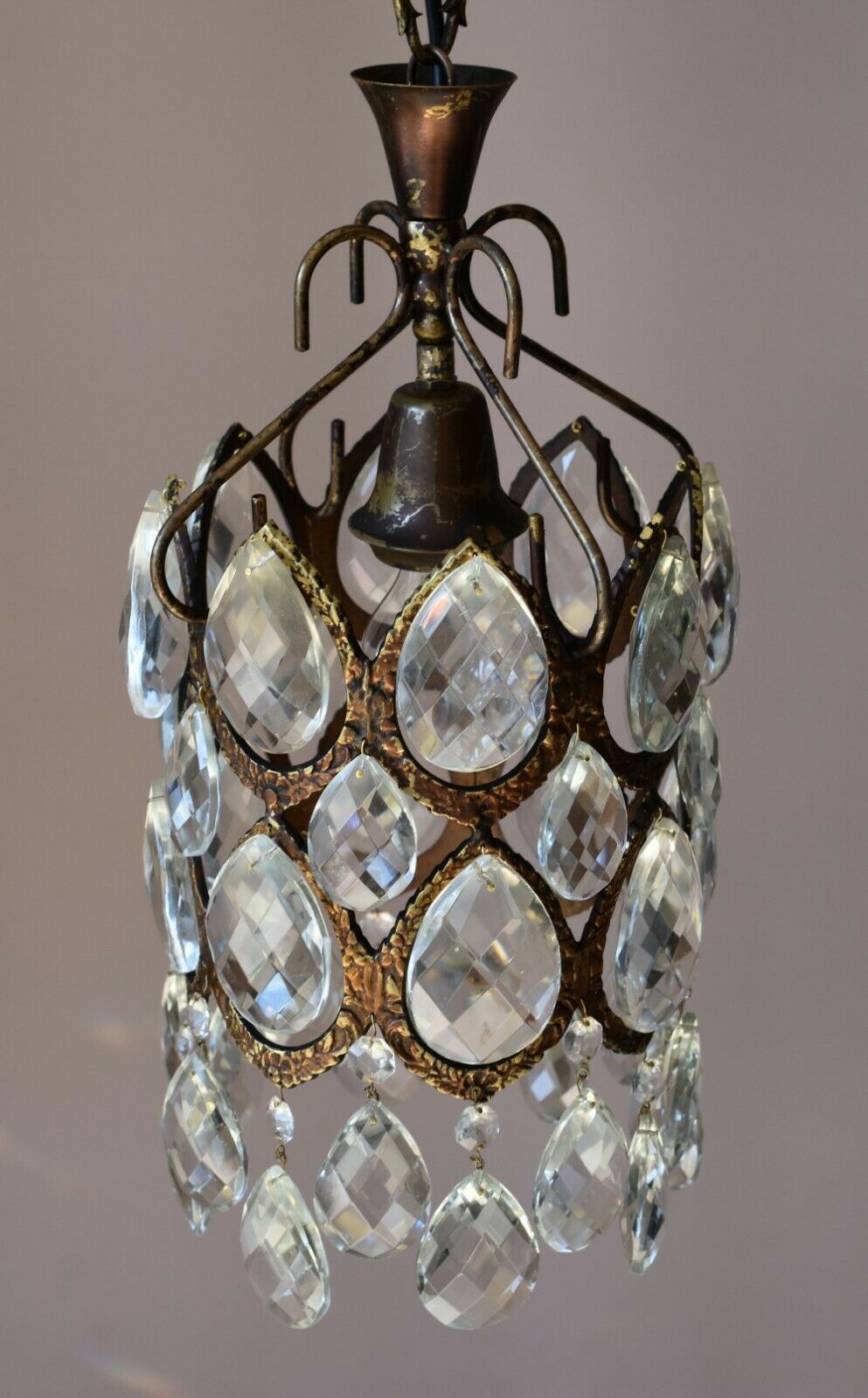 French Empire Lantern Vintage Crystal Chandelier, Lighting, Light Lamp Pendant