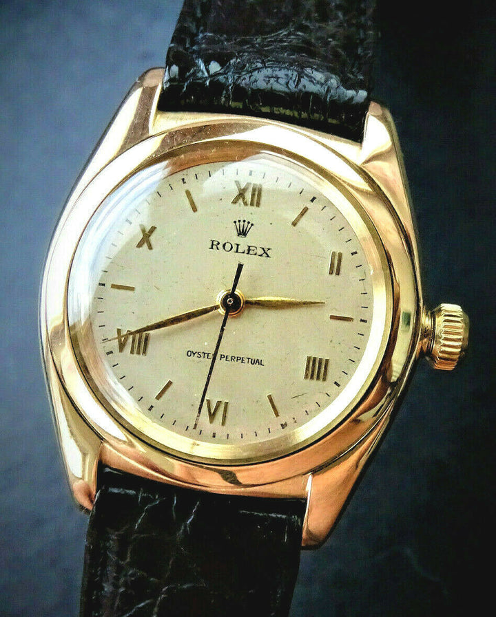 ♛ Rolex Oyster Bubble Back 3131 Yellow Gold 14K 585 Automatic Chronometer 1948