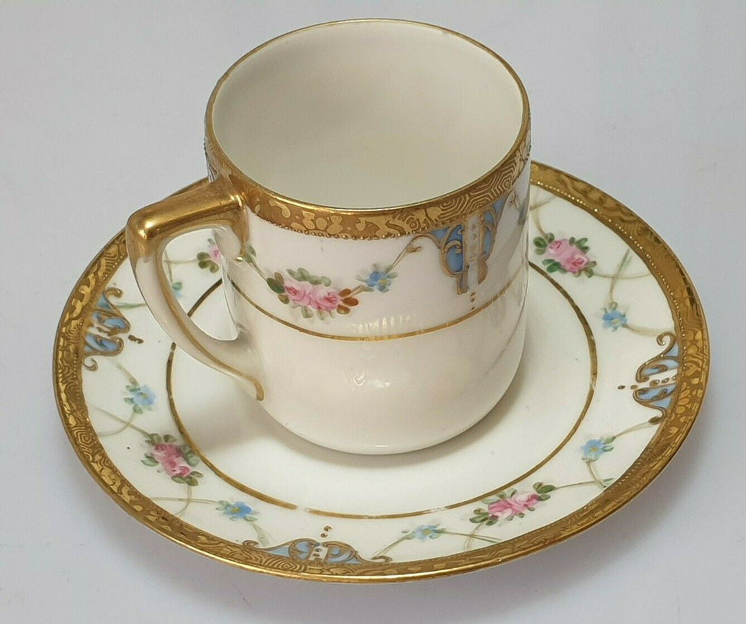 A Wonderful Rare Taisho Period Noritake Art Nouveau Demitasse Cup & Saucer