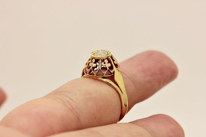 アンティーク ヴィクトリアン 18K ナチュラルローズカットダイヤモンドのソリテールリング