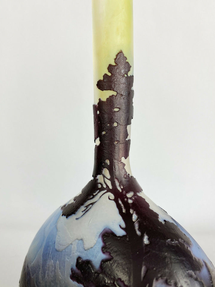 ÉMILE GALLÉ : VASE D'ÉPOQUE ART NOUVEAU - PAYSAGE VOSGIEN EN VERRE MULTICOUCHE