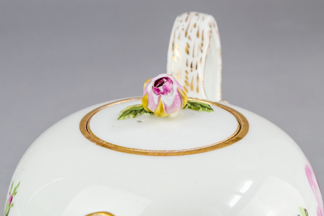 マイセン(Meissen)　モカポット　ピンクローズ　クナウフ期　1級品