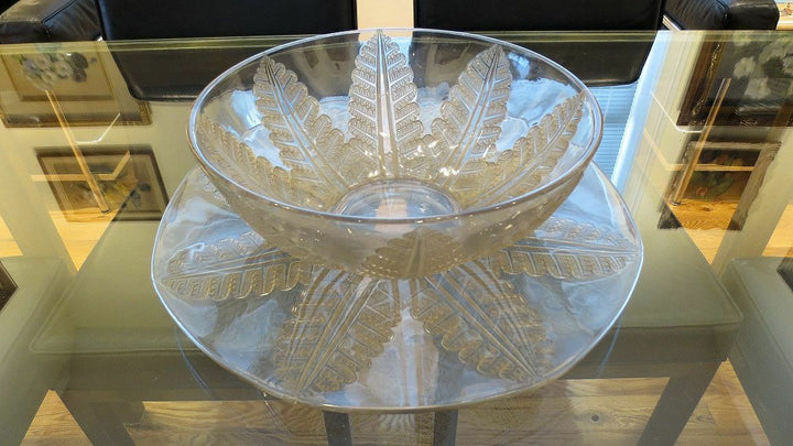 Large Rene Lalique Felix Bowl and Charger Under Plate Circa 1926