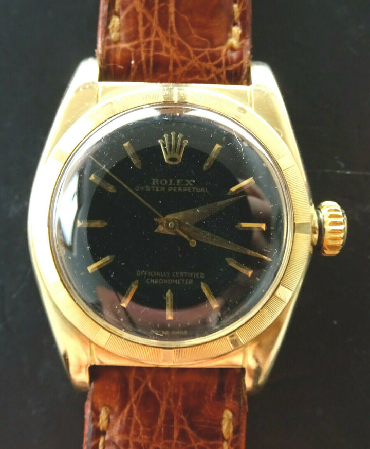 ♛ Rolex Oyster Bubble Back 5011 Yellow Gold 14K 585 Automatic Chronometer 1950s