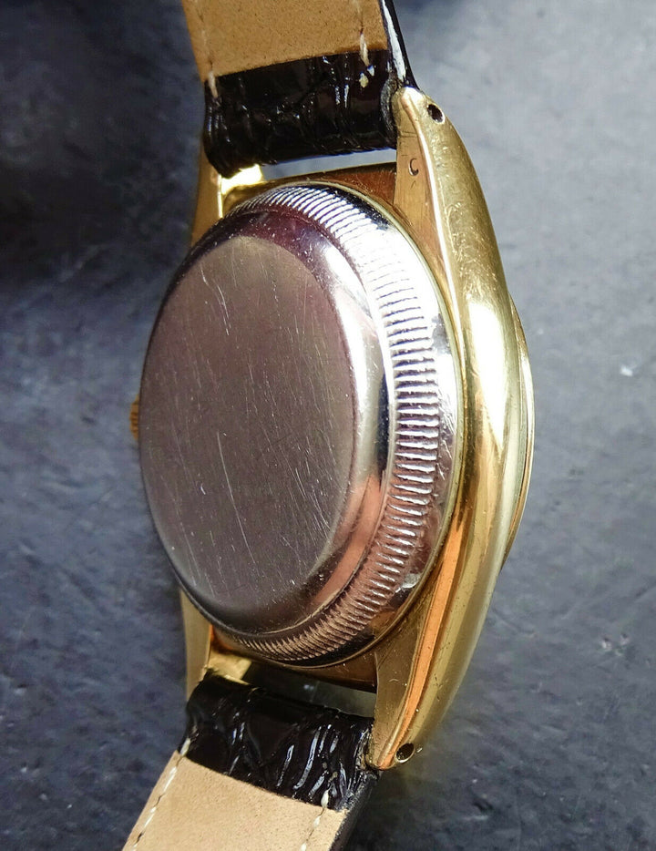 ♛ Rolex Oyster Bubble Back 3725 Gold Plague Automatic Men's Chronometer 1950