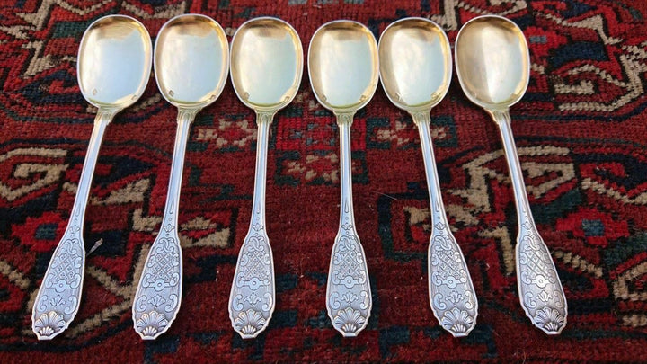 CHRISTOFLE CARDEILHAC STERLING SILVER ICE CREAM SPOONS SET OF SIX