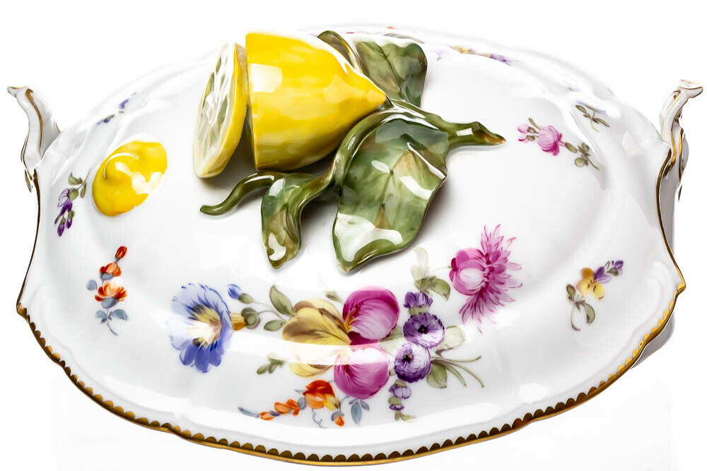 Deckelterrine mit Zitronenknauf Nymphenburg Modell 743 1. Wahl 1940-1960 23,5cm