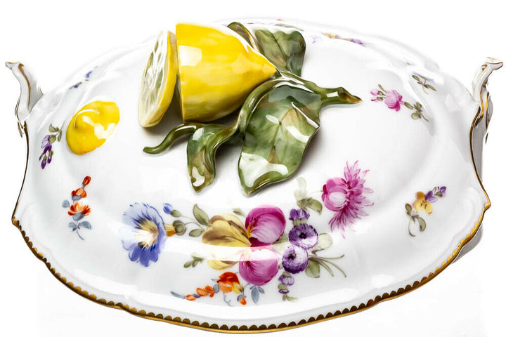 Deckelterrine mit Zitronenknauf Nymphenburg Modell 743 1. Wahl 1940-1960 23,5cm