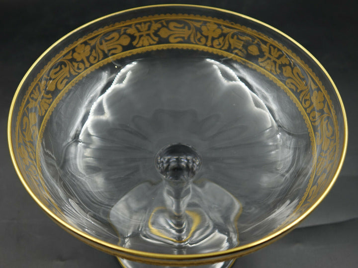 French Baccarat Crystal Fruit Stand Centerpiece Gold Encrusted Fleur De Lys 1907