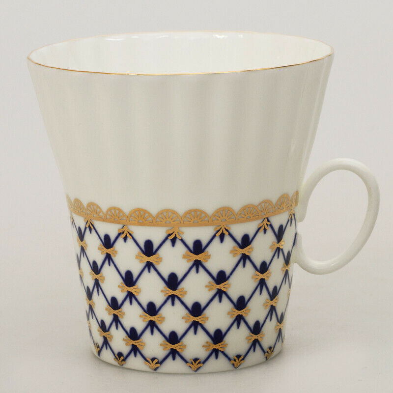 Dandelion Cobalt Net Coffee Cup & Saucer Imperial Porcelain Lomonosov Bone China