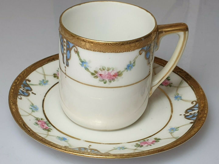 A Wonderful Rare Taisho Period Noritake Art Nouveau Demitasse Cup & Saucer