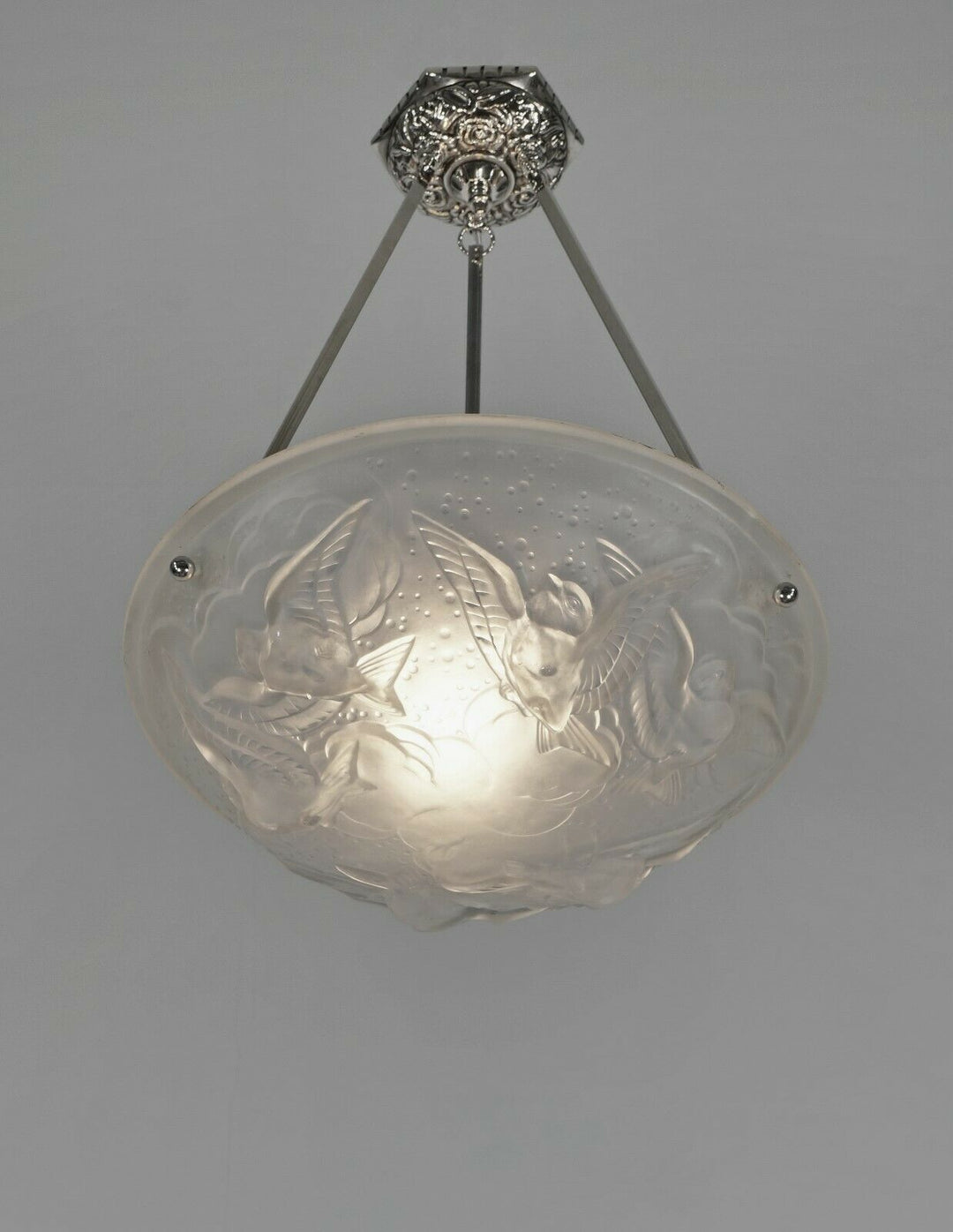 MULLER FRERES : FRENCH 1930 ART DECO PENDANT CHANDELIER . lamp France degue era