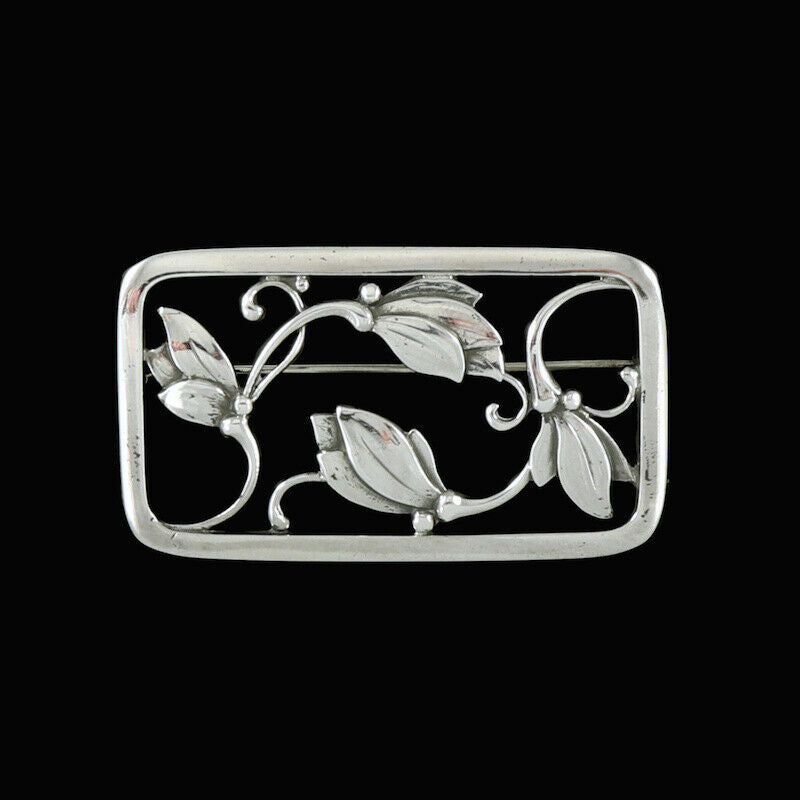Georg Jensen. Sterling Silver 'Flower' Brooch #295. 1933-44 Hallmarks.