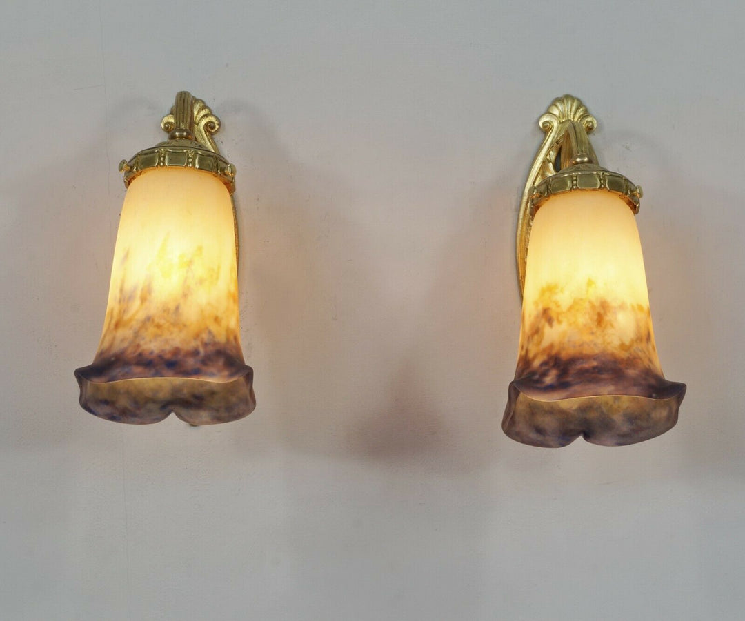 MULLER & CHERRIER et BESNUS : a pair of French 1930 art deco wall sconces France