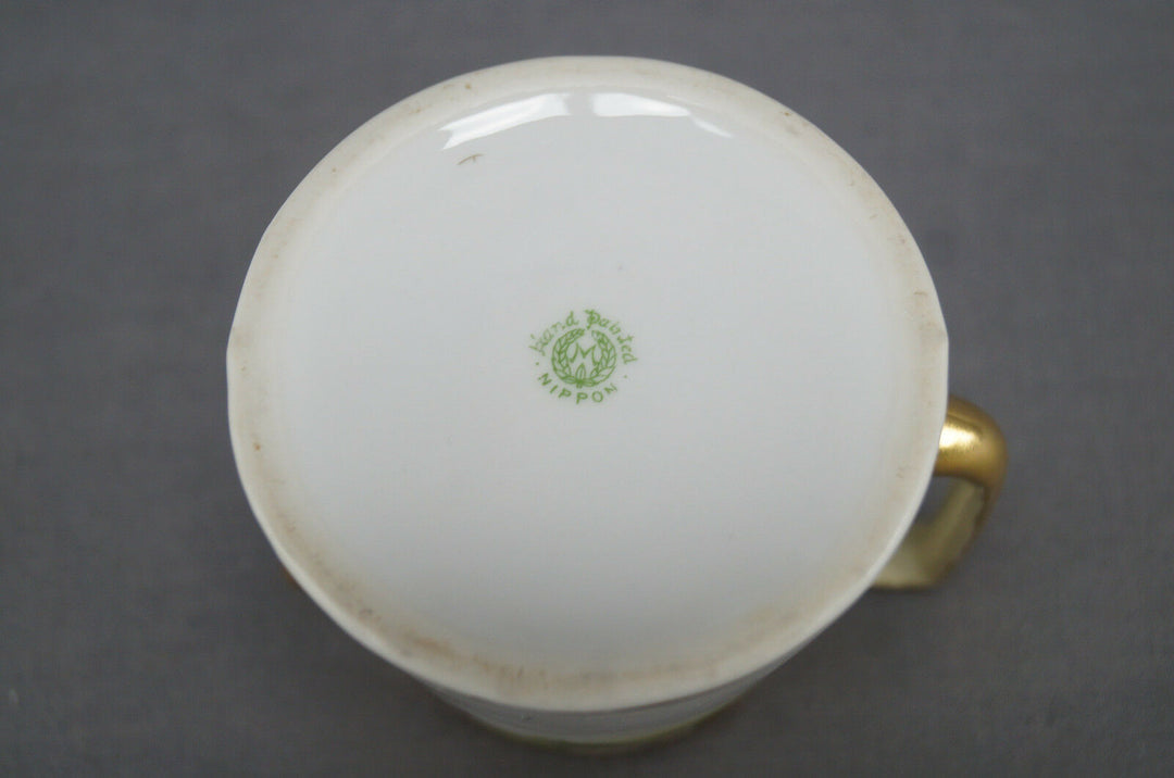 Nippon Morimura Hand Painted White Wild Rose Scrollwork & Beaded Syrup Pitcher