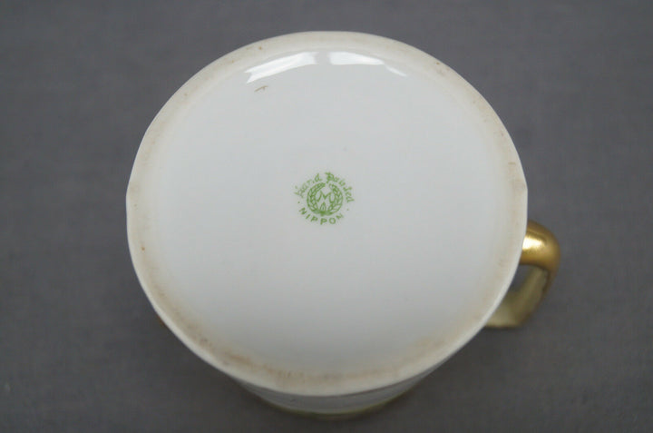 Nippon Morimura Hand Painted White Wild Rose Scrollwork & Beaded Syrup Pitcher