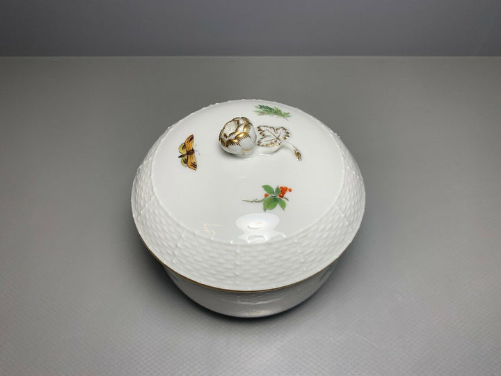 GROSSE MEISSEN DECKELDOSE ZUCKERDOSE DOSE VOGEL SCHMETTERLING TOP ZUSTAND 1.WAHL