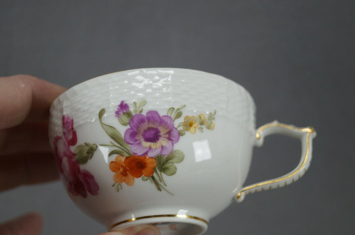 KPM Berlin Hand Painted Dresden Floral Butterfly & Gold Tea Cup & Saucer C