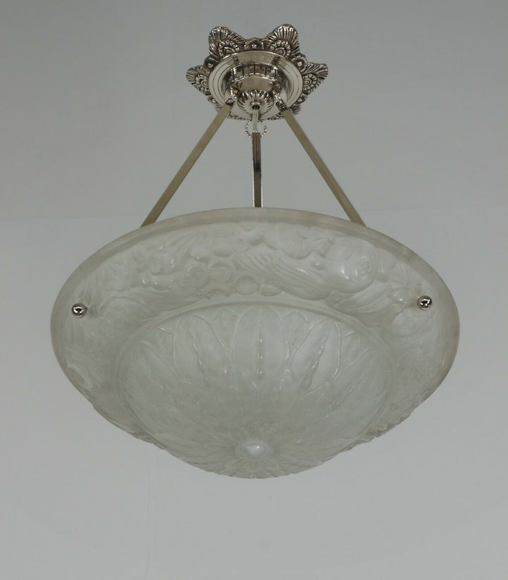 PETITOT : FRENCH 1930 ART DECO PENDANT . chandelier 1925 lamp muller era France