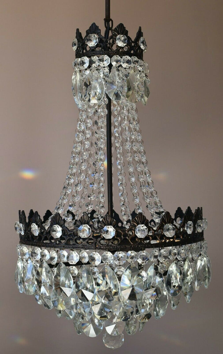 Antique/ Vintage Lighting, Old Crystal Chandelier,Hom