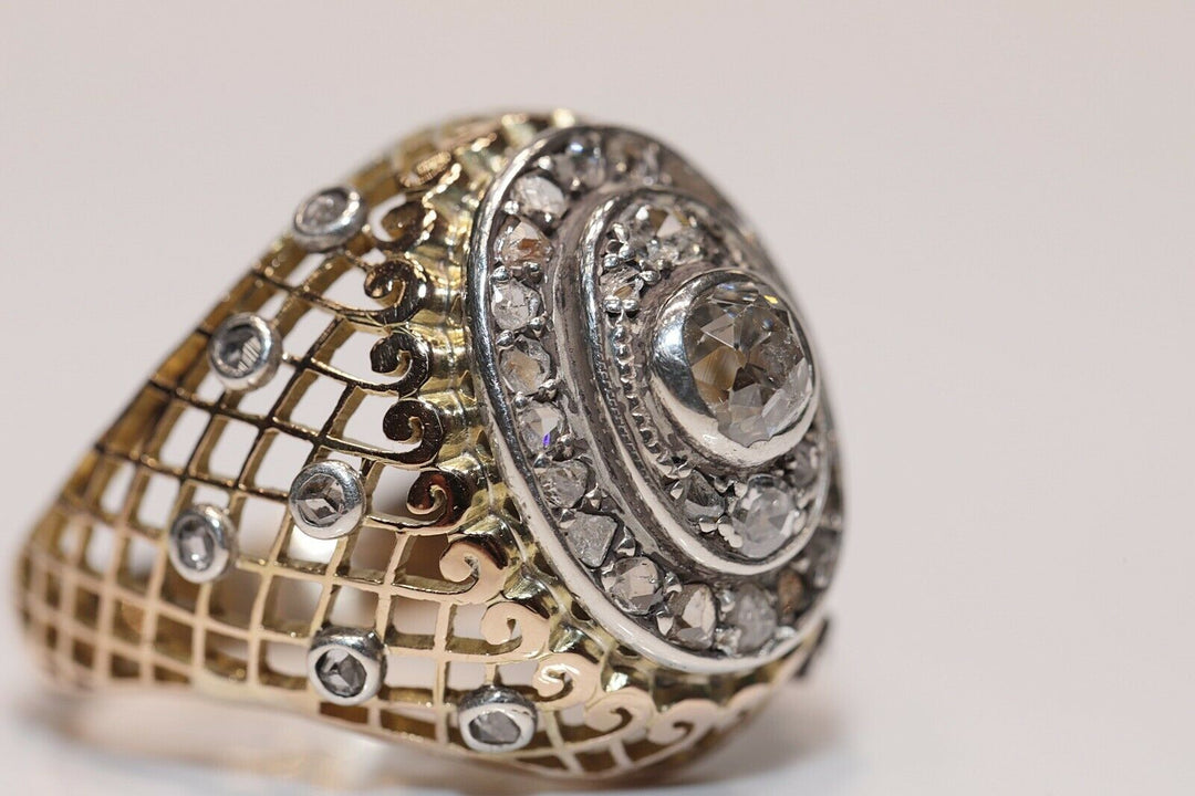 アンティーク 14K ナチュラルダイヤモンドとローズカットダイヤモンドのヴィクトリアンリング