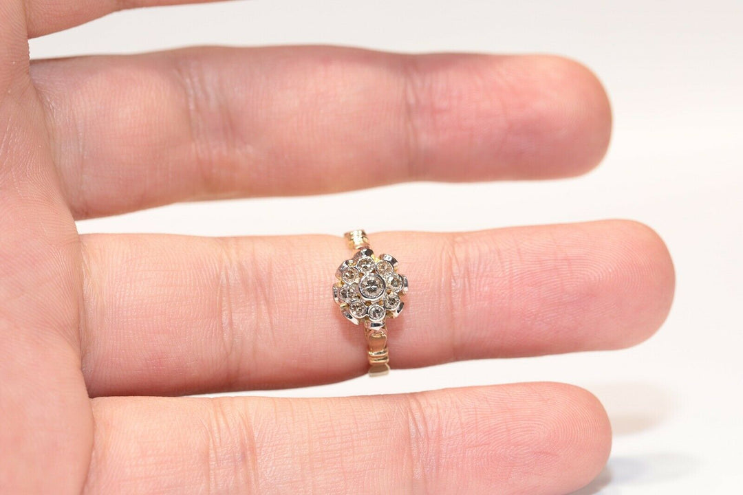 14K ナチュラルダイヤモンドのローズスタイルリング