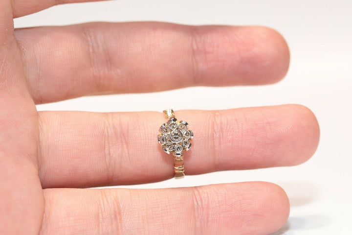 14K ナチュラルダイヤモンドのローズスタイルリング
