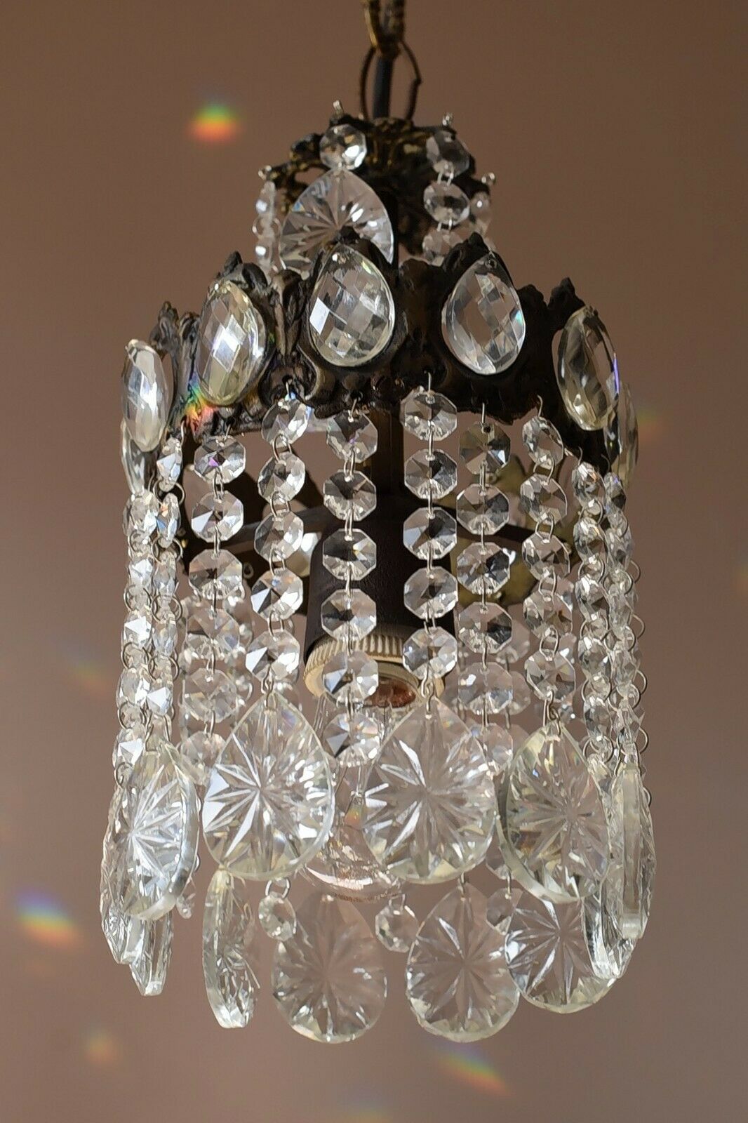 Ornate Mini Vintage Crystal Chandelier in Antique French Style, Home Lighting