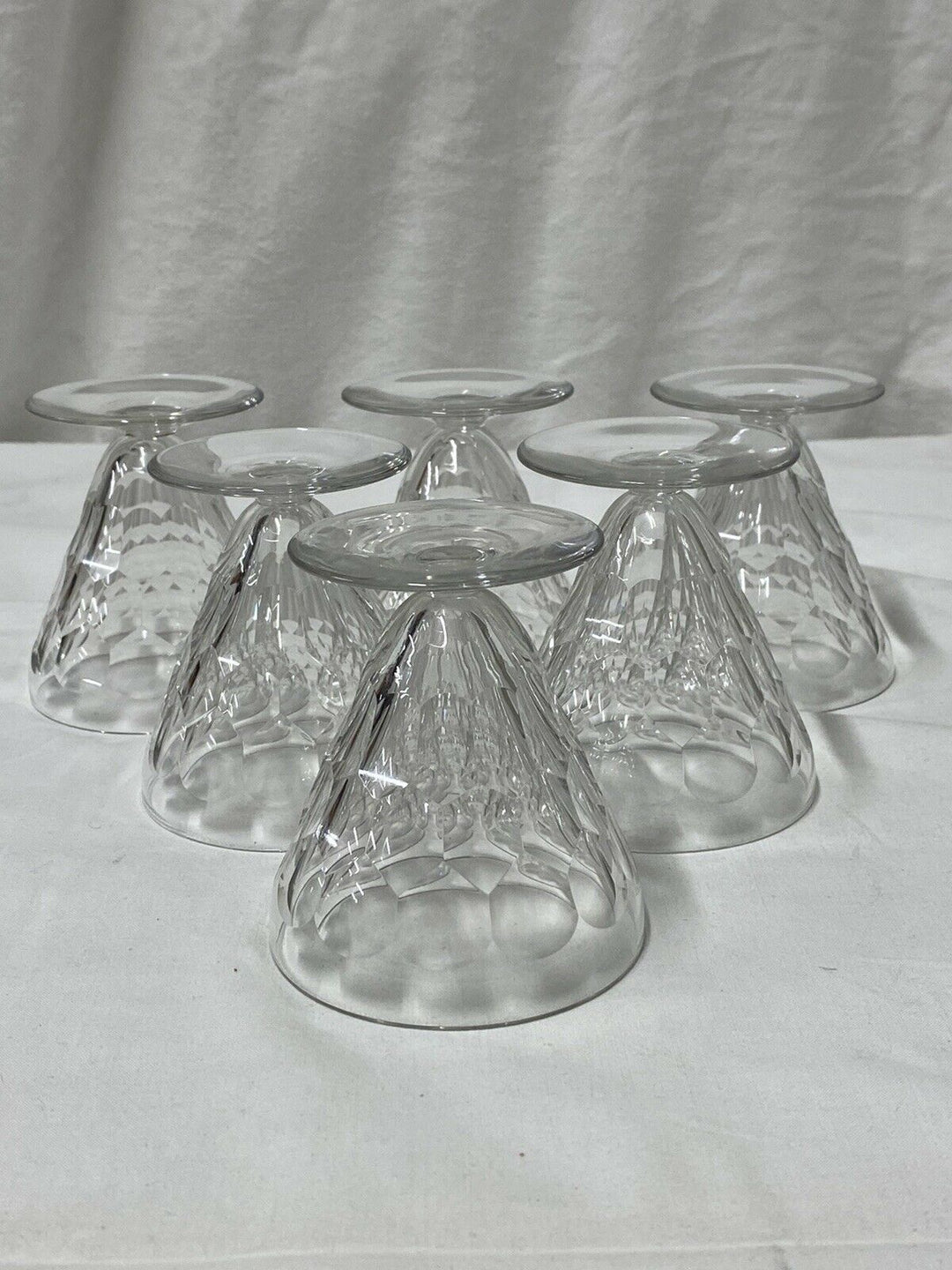 BACCARAT 6 VERRES À VIN BLANC CRISTAL DÉCOR ÉCAILLE MODÈLE CHAUNY LOT 2.