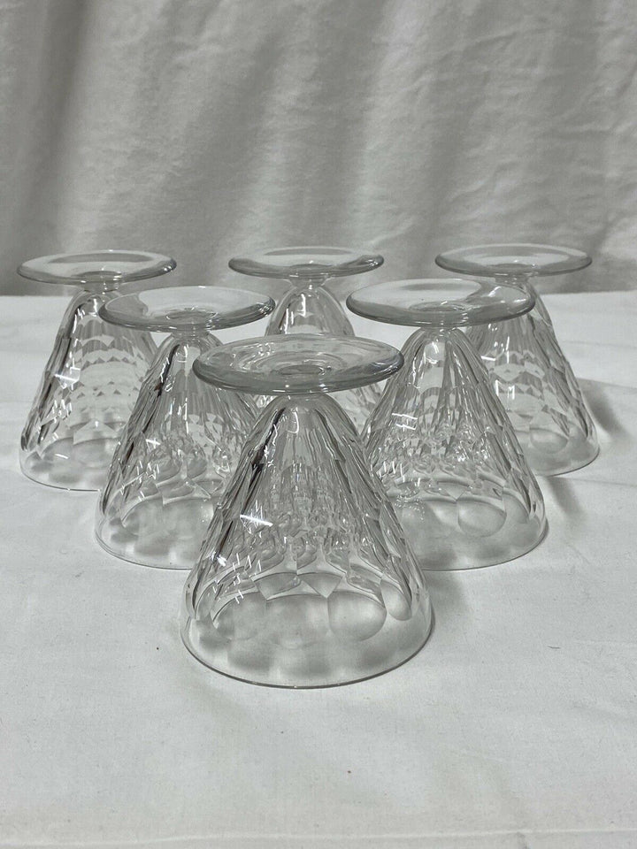 BACCARAT 6 VERRES À VIN BLANC CRISTAL DÉCOR ÉCAILLE MODÈLE CHAUNY LOT 2.