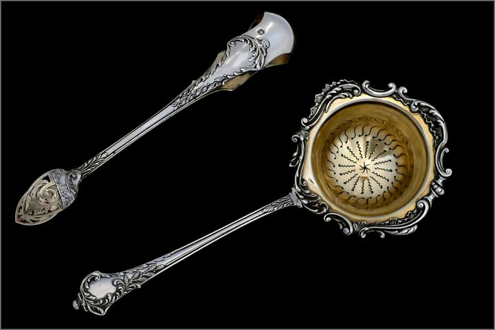 Debain French Sterling Silver 18K Gold Tea Service 14 pc w/original box Rococo